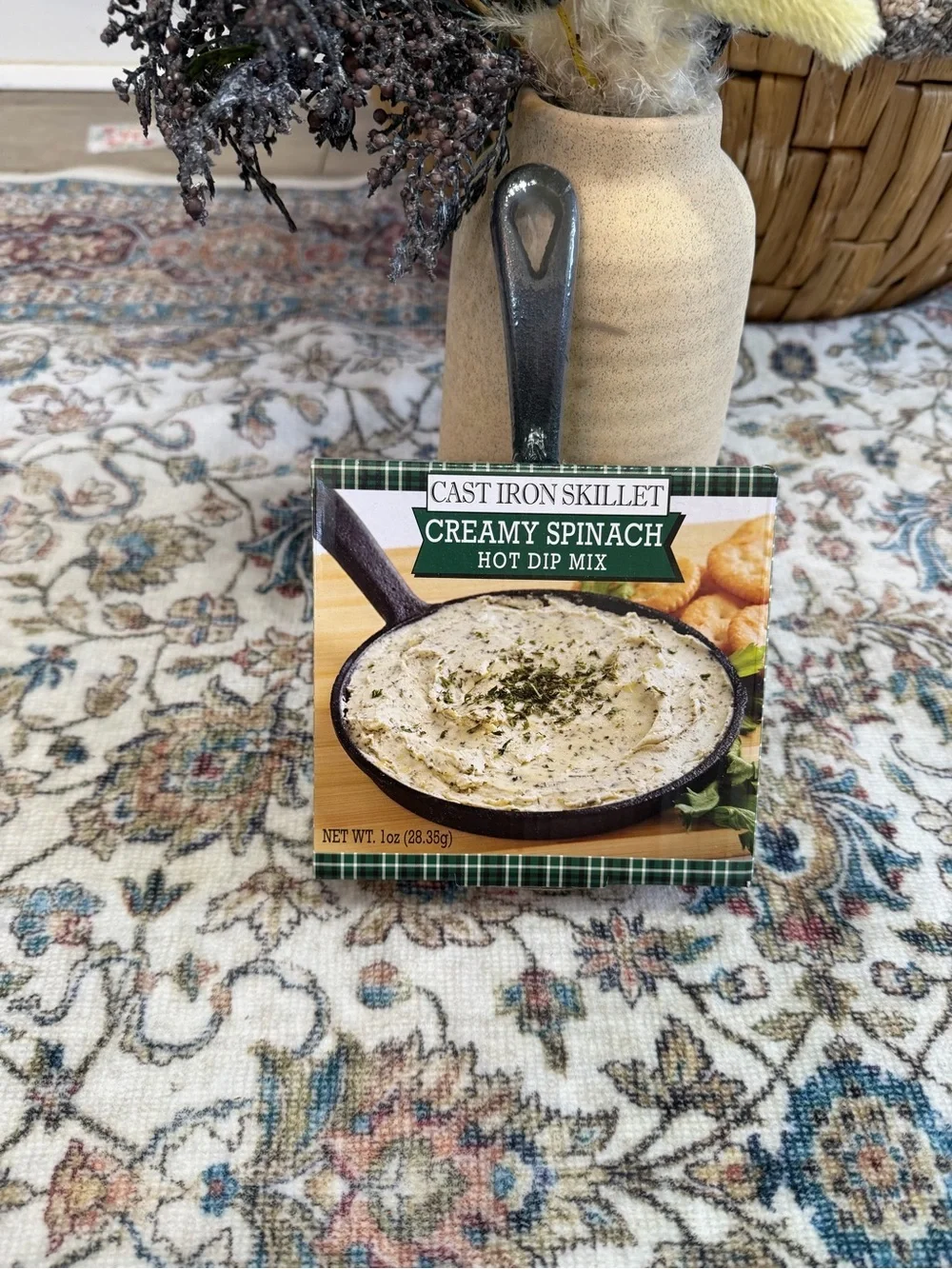 New Mini Cast Iron Skillet Gift Set with Creamy Spinach Hot Dip Mix
